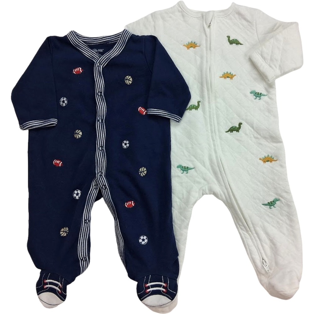 Little Me Baby Boy Outfit Lot 3 6 Mos Sports Dinosaurs Quilted Footed 2pc